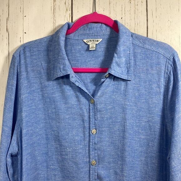 Orvis Womens Button Up Long Sleeve Linen Blend Shirt - Picture 4 of 16
